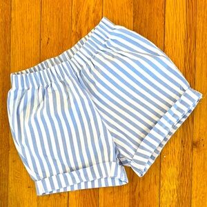 Blue and White Striped Women's Shorts